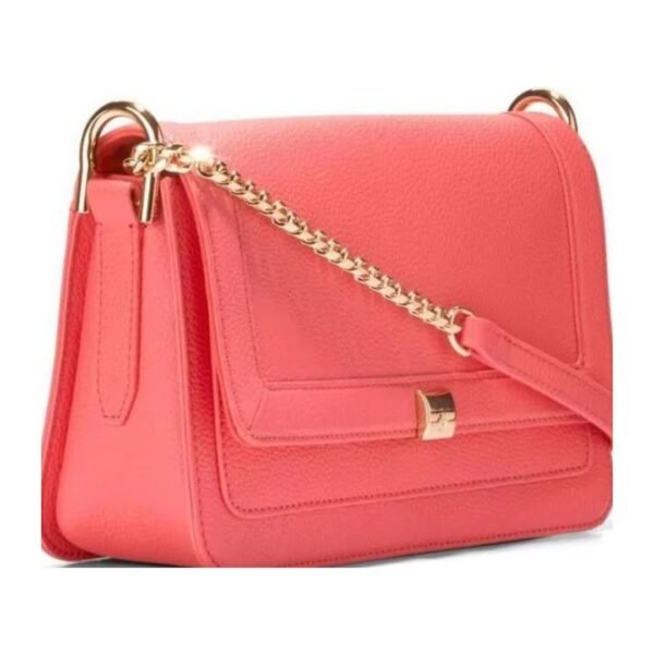 Women's Coral Pink Crossbody Bag with Gold Chain Strap